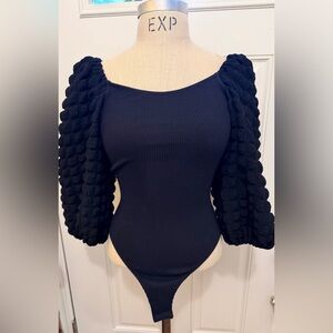 BUCKETLIST Black Textured Sleeve Bodysuit